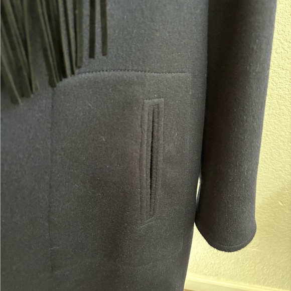 Sofia Cashmere navy and black fringe trim coat - Picture 6 of 11